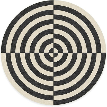 RUGGABLE x Jonathan Adler Machine Washable Modern Area Rug – Op Art Charcoal 8 ft Round, Stain-Resistant, Non-Slip – Large Rugs for Living Room, Bedroom, Hallway, Entryway & Office–with Standard Pad