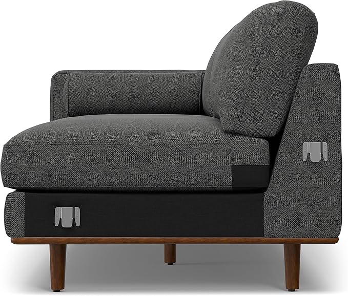 SIMPLIHOME Morrison Right Sectional Sofa in Woven-Blend Recycled Polyester Fabric, Charcoal Grey, 102-inches Wide, L-Shaped Couch with Right Chaise for the Living Room and Family Room