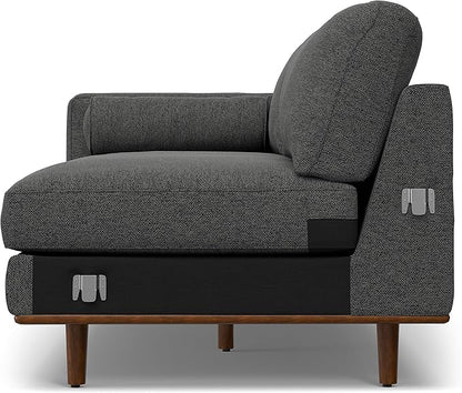SIMPLIHOME Morrison Right Sectional Sofa in Woven-Blend Recycled Polyester Fabric, Charcoal Grey, 102-inches Wide, L-Shaped Couch with Right Chaise for the Living Room and Family Room