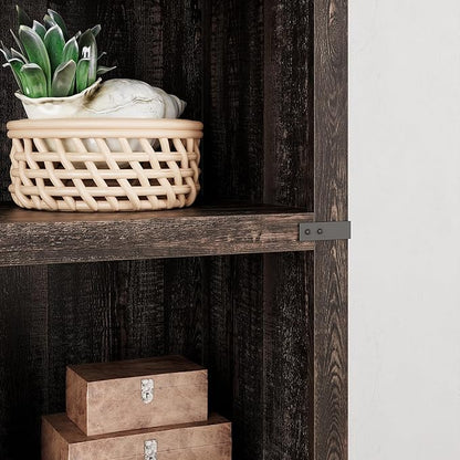 IDEALHOUSE 5 Tier Bookcase, Farmhouse Book Shelf with Storage, 71" Tall Book Case Wooden 5 Shelf Bookcase for Home Office, Living Room, Bed Room (Oak, 67.4" H x 31.5" W x 12.8" D)