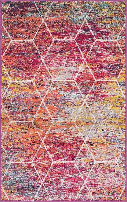 Unique Loom Trellis Frieze Collection Area Rug - Geometric (3' 3" x 5' 3", Multi/ Ivory)