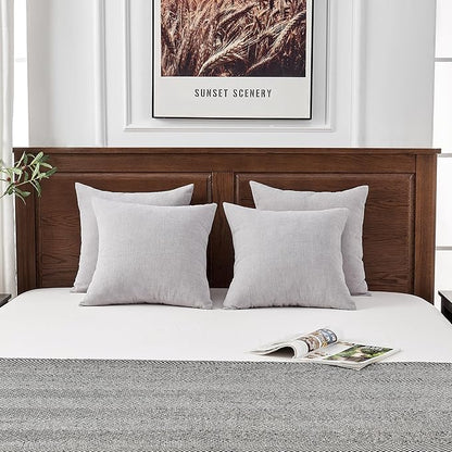 GAWAMAY Decorative Square Throw Pillow Covers 18"x18" Inch Set of 4, Super Soft Chenille Pillows Farmhouse Fall Pillowcase for Living Room Bedroom Sofa Couch Cushion Cover Light Grey 45x45cm