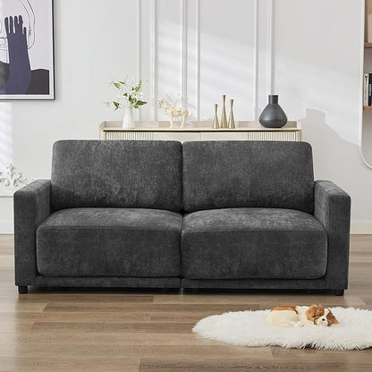 77.4" Chenille Modular Loveseat Oversized Upholstered 2 Seater Sectional Sofa with Thickened Cushions, Easy Assembly, Modern Comfy Love Seat Couch for Living Room, Grey