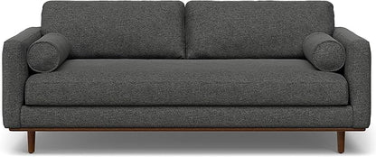 SIMPLIHOME Morrison Mid-Century Modern 89 inch Wide Sofa with Ottoman Set in Charcoal Grey Tightly Woven Performance Fabric for the Living Room and Family Room