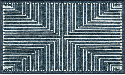RUGGABLE x Jonathan Adler Machine Washable Modern Area Rug – Inkdrop Lapis Blue 3x5, Stain-Resistant, Non-Slip – Small Rugs for Living Room, Bedroom, Hallway, Entryway & Office–with Standard Pad