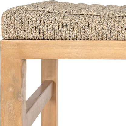 JONATHAN Y BSL1201A-SET2 Armand 30" Modern Coastal Backless Acacia Wood Outdoor Bar Stool with Woven Rope Seat, for Pool, Deck, Poolside, Light Teak/Ivory (Set of 2)