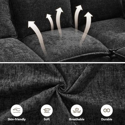 30" Cloud Modular Single Sofa Chair with Storage, Modern Upholstered Accent Chair Deep Seat, Chenille Reading Lounge Armchair for Living Room, Bedroom, Small Space, Black