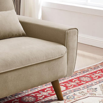 48.8" Small Loveseat Sofa, Mid Century Modern Love Seat Couch with Back Cushions and Plastic Legs, 2 Seater Couches for Living Room, Bedroom, Small Spaces, Beige