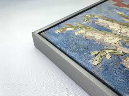 Wieco Art Framed Wall Art Vase with Gladioli and China Asters by Van Gogh Modern Floral Canvas Prints Artwork Abstract Flowers Pictures on Canvas for Living Room Home Decorations