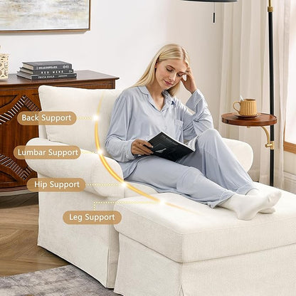 35.82" Accent Chair with Ottoman Upholstered Living Room Chairs for Reading Chair with Chaise Lounge Chairs Indoor, Comfortable Armchair for Bedroom (Beige, 35.82")