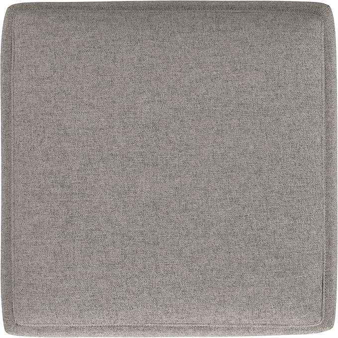 SIMPLIHOME Natasha 18 inch Wide Mid Century Square Mid Century Storage Ottoman with Tray in Cloud Grey Polyester Linen, Assembled, For the Living Room, Entryway and Family Room