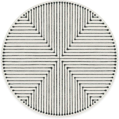 RUGGABLE x Jonathan Adler Machine Washable Area Rug – Inkdrop Black & Ivory 8 ft Round, Stain-Resistant, Non-Slip – Large Rugs for Living Room, Bedroom, Hallway, Entryway & Office–with Cushioned Pad