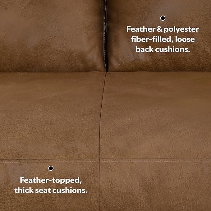SIMPLIHOME Morrison Left Sectional Sofa in Full-Grain Genuine Leather, Caramel Brown, 102-inches Wide, L-Shaped Leather Couch with Left Chaise for The Living Room and Family Room