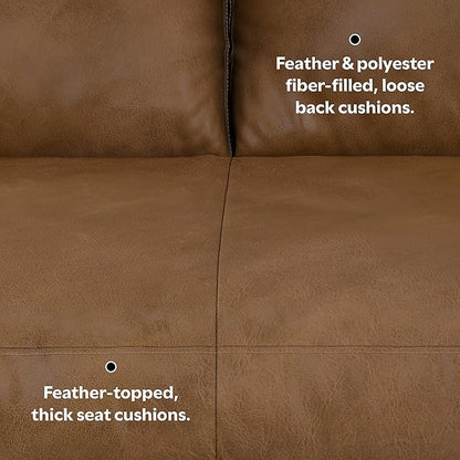 SIMPLIHOME Morrison Left Sectional Sofa in Full-Grain Genuine Leather, Caramel Brown, 102-inches Wide, L-Shaped Leather Couch with Left Chaise for The Living Room and Family Room