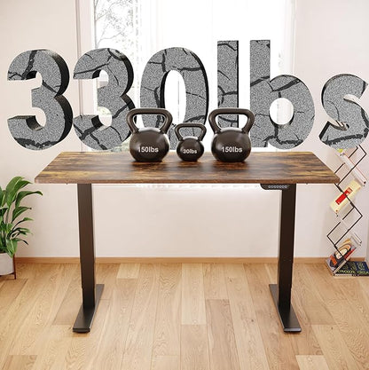 FLEXISPOT E6 MAX Dual Motor 3-Stage 48x30 Inch Heavy Duty Standing Desk, 330lbs Weight Capacity, Height Adjustable Desk w/Cable Management & Wheels (Seamless Special Walnut Desktop + Black Frame)