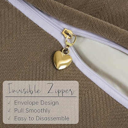 ZWJD Brown Pillow Covers 12x20 Set of 2 Chenille Throw Pillow Covers with Elegant Design Soft and Luxurious Decorative Throw Pillows for Couch, Bed, and Home Decor