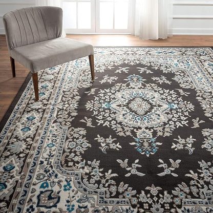 Home Dynamix Premium Sakarya Traditional Medallion Border Area Rug, Brown, 7'9"x10'8" , Rectangular