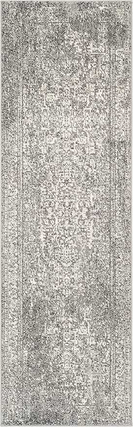 SAFAVIEH Evoke Collection 2'2" x 9' Grey/Ivory EVK256D Oriental Distressed Non-Shedding Living Room Entryway Foyer Hallway Bedroom Runner Rug