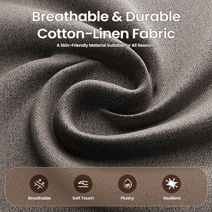 Accent Chair for Living Room Modern Linen Upholstered Armchair Side Wooden Fabric Sofa Chair with Foldable Table 2 Side Pockets Comfy Reading Chair for Bedroom
