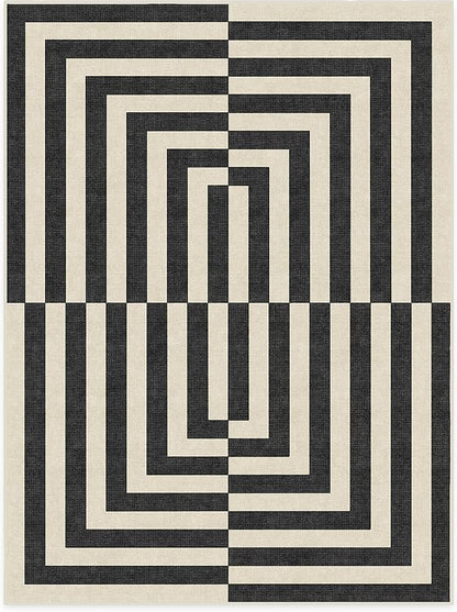 RUGGABLE x Jonathan Adler Machine Washable Modern Area Rug – Op Art Charcoal 9x12, Stain-Resistant, Non-Slip – Large Rugs for Living Room, Bedroom, Hallway, Entryway & Office–with Cushioned Pad