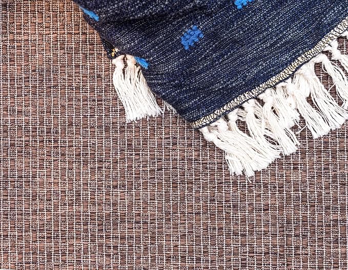 Unique Loom Outdoor Border Collection Area Rug - Soft Border (8' x 11' 4" Rectangle, Brown/ Ivory)