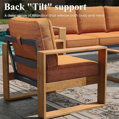 LayinSun 4 Pieces Aluminum Patio Furniture Set with Coffee Table, Oversized Seat with Hight Back, Outdoor Conversation Sets for Porch, Balcony, Deck