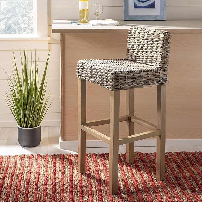 Safavieh Home Collection Cypress Cappuccino Wicker 30-inch Bar Stool