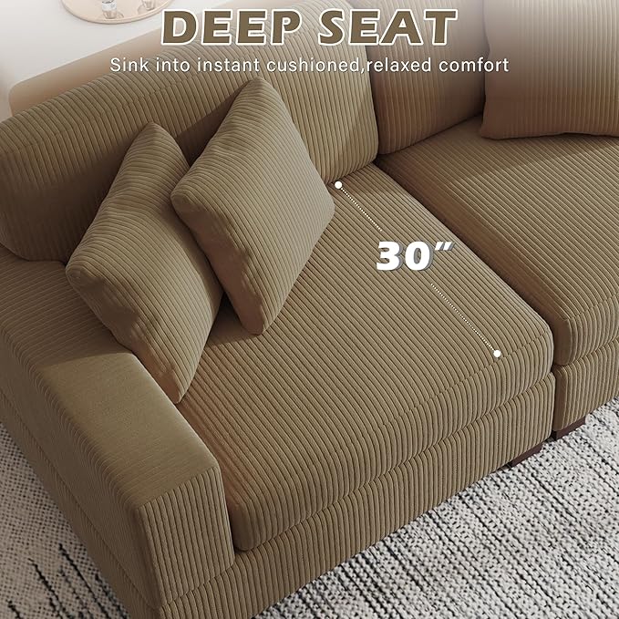 Modular Sectional Couches for Living Room, 82.6" Modern Loveseat 2-Seater Sofa Couch, Upholstered Couches for Living Room Bedroom, Camel