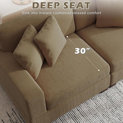 Modular Sectional Couches for Living Room, 82.6" Modern Loveseat 2-Seater Sofa Couch, Upholstered Couches for Living Room Bedroom, Camel