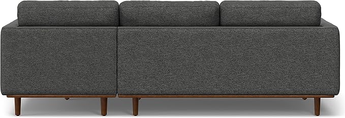 SIMPLIHOME Morrison Right Sectional Sofa in Woven-Blend Recycled Polyester Fabric, Charcoal Grey, 102-inches Wide, L-Shaped Couch with Right Chaise for the Living Room and Family Room