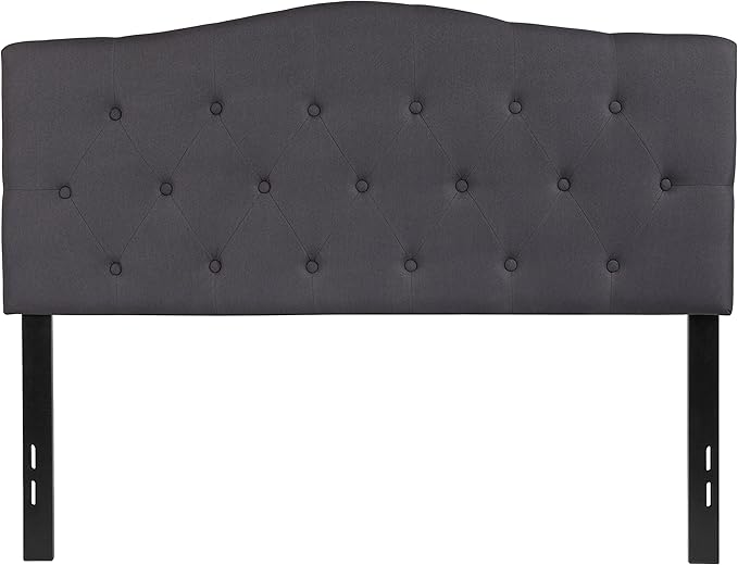 BizChair Tufted Upholstered Full Size Headboard in Dark Gray Fabric