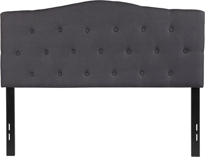 EMMA + OLIVER Tufted Upholstered Full Size Headboard in Dark Gray Fabric