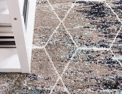 Unique Loom Trellis Frieze Collection Area Rug - Geometric (5' Square, Blue Multi/ Ivory)