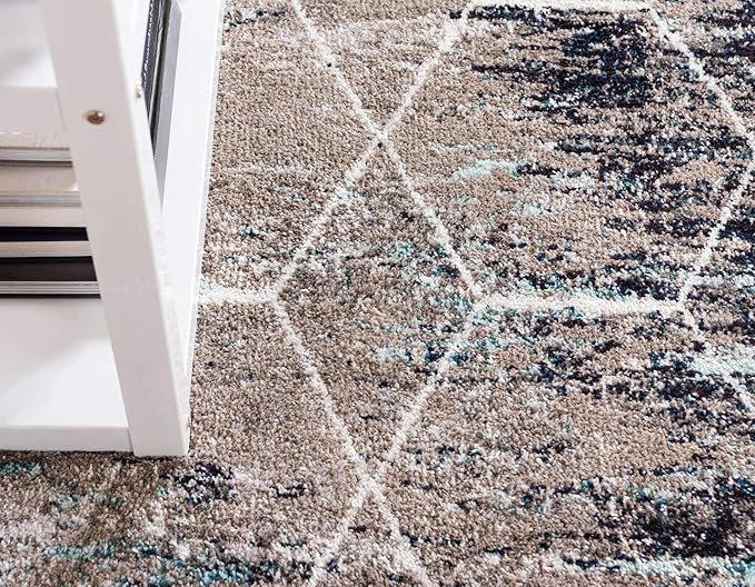 Unique Loom Trellis Frieze Collection Area Rug - Geometric (8' x 10', Blue Multi/ Ivory)