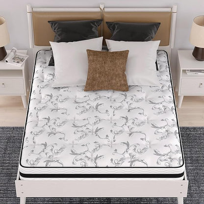 Signature Design by Ashley Queen Size Chime 8 Inch Medium Firm Innerspring Mattress with Pressure Relief Quilt Foam, Fiberglass Free, Mattress In A Box