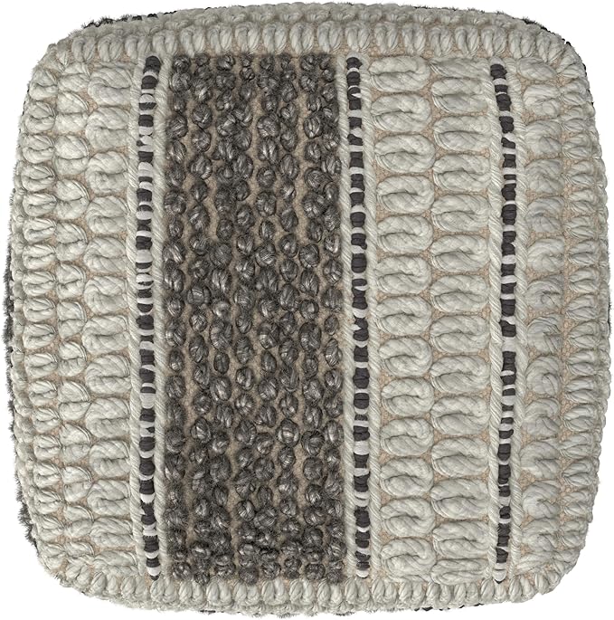 SIMPLIHOME Grady Contemporary Square Pouf in Earth Tone Brown Handloom Woven for the Living Room, Bedroom and Kids Room