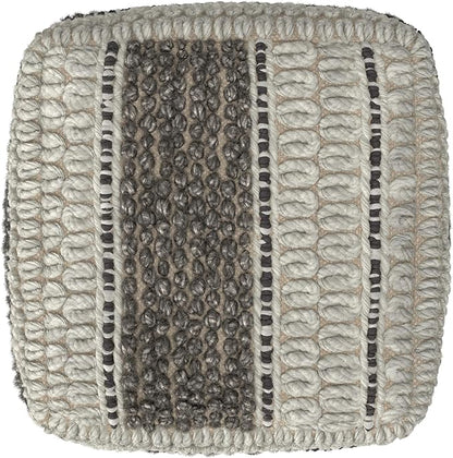 SIMPLIHOME Grady Contemporary Square Pouf in Earth Tone Brown Handloom Woven for the Living Room, Bedroom and Kids Room