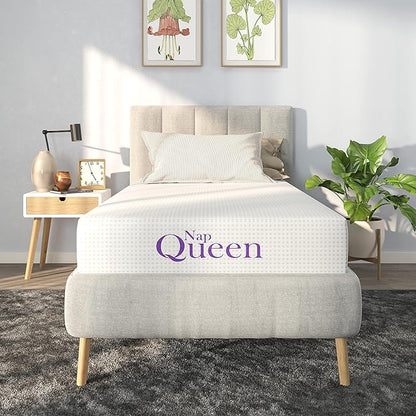 NapQueen 6 Inch Twin Size Mattress, Bamboo Charcoal Memory Foam Mattress, Bed in a Box, White