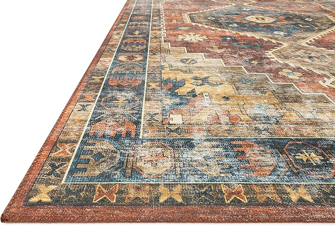 Loloi Skye Collection SKY-11 Rust/Blue 7' x 9' Oval Area Rug