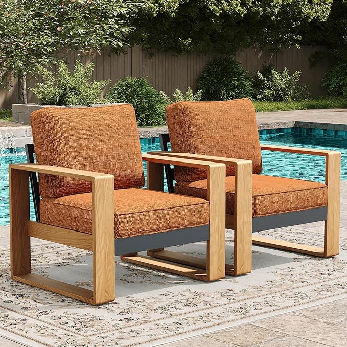 LayinSun Aluminum Patio Furniture Set 2 Chair, Oversized Seat with Hight Back, Outdoor Conversation Sets for Porch, Balcony, Deck