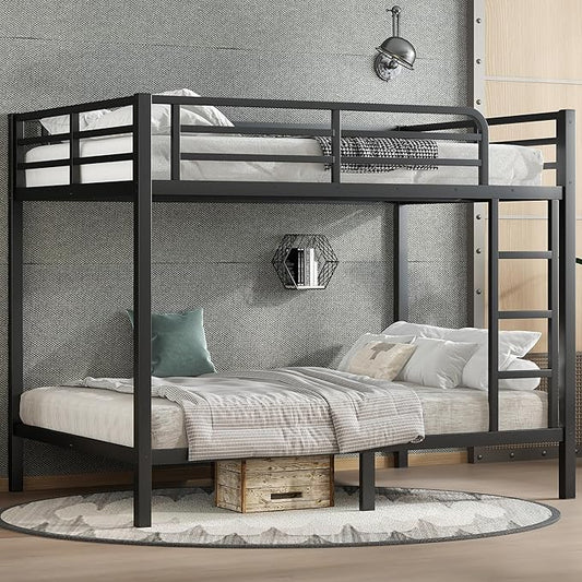 Bellemave Full Over Full Bunk Bed for Adults, Full Size Bunk Beds Frame with Build in Ladder, Black