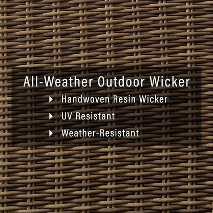 Crosley Furniture Bradenton 3-Piece Outdoor Sofa Patio Furniture Set, Wicker Conversation Sets for Porch, Brown with Sand Cushions
