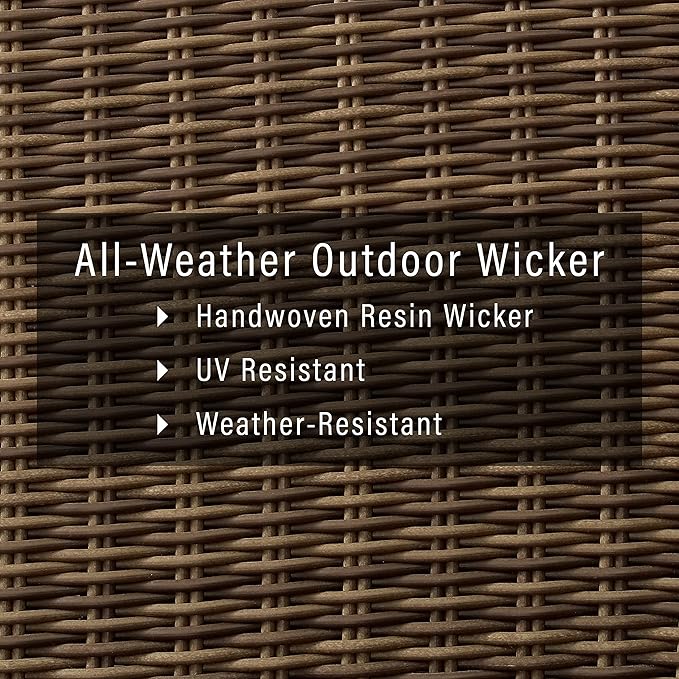 Crosley Furniture Bradenton 3-Piece Outdoor Sofa Patio Furniture Set, Wicker Conversation Sets for Porch, Brown with Navy Cushions