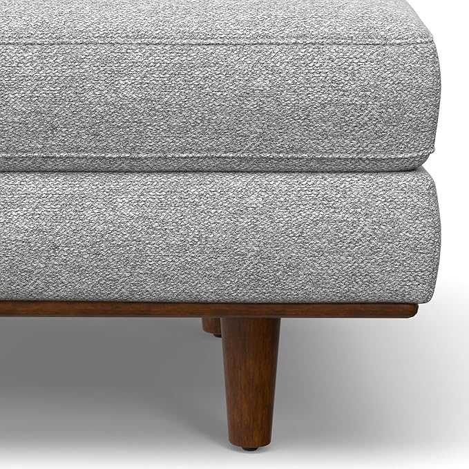 SIMPLIHOME Morrison 33-inch Wide Table Ottoman in Mist Grey Woven-Blend Fabric, Multifunctional Footrest, Coffee Table, or Extra Seating for Living Room, Mid-Century Modern Style