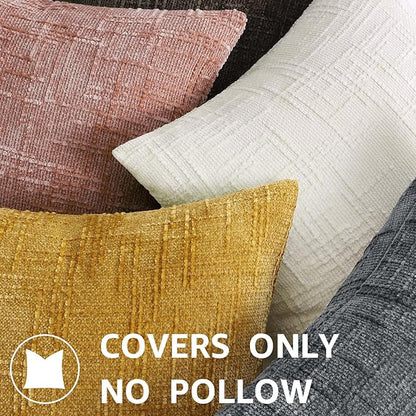 decorUhome Pink Chenille Throw Pillow Covers 26x26 Set of 2 Thick Textured Slubby Couch Pillow Covers Farmhouse Accent Modern Neutral Decorative Pillow Cases for Bed Sofa Living Room