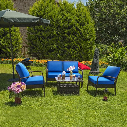 JMGBird Outdoor Seat/Back Chair Cushion Tufted Pillow, Indoor Deep Seat Chair Cushion Set 22"x22"