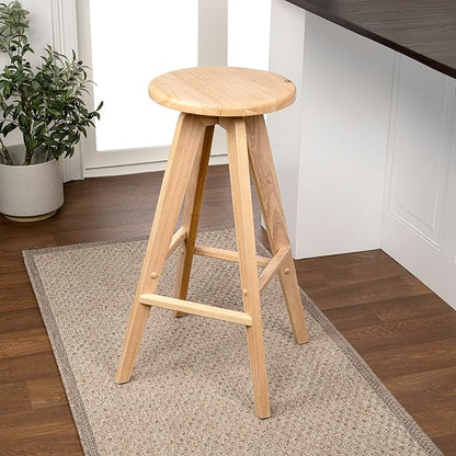 JONATHAN Y BSL2001A Ceren 30.5" MidCentury Industrial Round Solid Wood Backless Bar Stool for Home, Kitchen, Dining Room, Workspaces, Cafes and Resturants, Natural