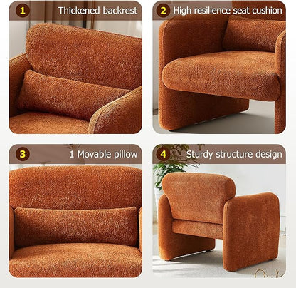33.9'' Raindrop Velvet Fabric Accent Chair with Arms, Modern Single Sofa Chair Armchair Upholstered Comfy Reading Arm Chair for Bedroom, Living Room