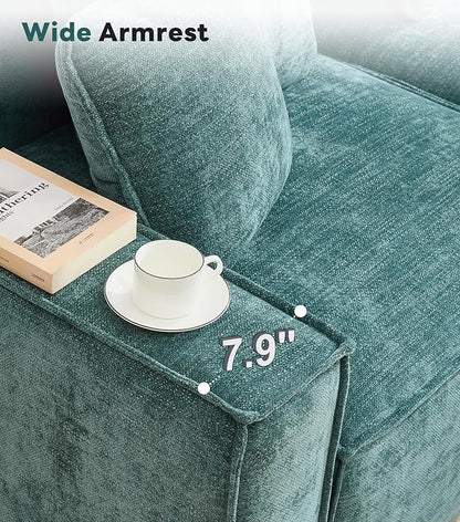 WILLOVE 78'' Modular Sectional Sofa, Chenille Cloud Couch with Wide Armrests & 4 Pillows, Deep Seat Couches for Living Room, Green