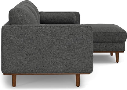 SIMPLIHOME Morrison Right Sectional Sofa in Woven-Blend Recycled Polyester Fabric, Charcoal Grey, 102-inches Wide, L-Shaped Couch with Right Chaise for the Living Room and Family Room